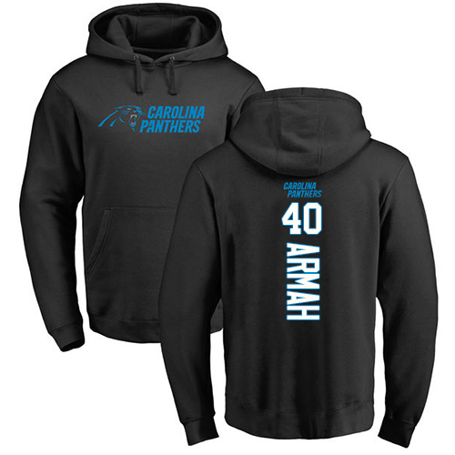 Carolina Panthers Men Black Alex Armah Backer NFL Football #40 Pullover Hoodie Sweatshirts->nfl t-shirts->Sports Accessory